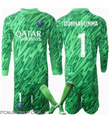 Paris Saint-Germain Gianluigi Donnarumma #1 Portiere Prima Maglia Bambino 2024-25 Manica Lunga (+ Pantaloni corti)